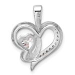 Sterling Silver Rhodium-plated CZ Heart Pendant - Image 3