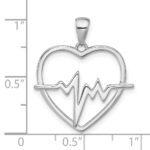 Sterling Silver Rhodium-plated Heartbeat Heart Pendant - Image 4