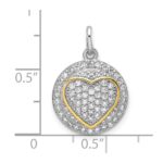 Sterling Silver Gold-plated CZ Heart Circle Pendant - Image 4
