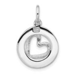 Sterling Silver Rhodium-plated Polished/Hammered Circle Heart Pendant - Image 3