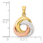 Sterling Silver with Rose and Gold-tone Laser Texture Knot Pendant - Image 4