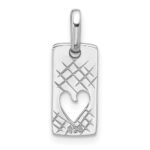Sterling Silver Rhodium-plated Rectangle Cutout Heart Pendant - Image 3