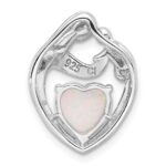 Sterling Silver Rhodium-plated Created Opal Mother/Child Heart Slide - Image 3