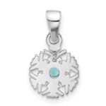 Sterling Silver Rhodium-plated Aqua CZ Snowflake Pendant - Image 3