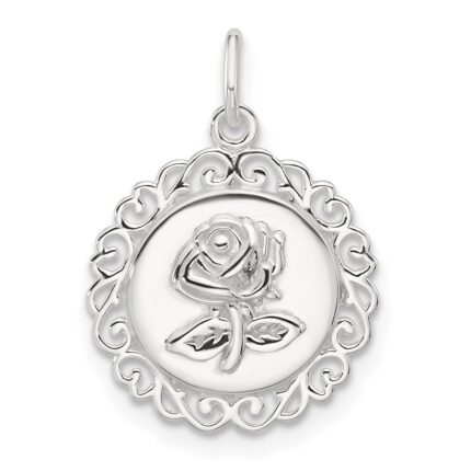 Sterling Silver E-coated Rose Charm