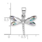 Sterling Silver Rhodium-Plated Polished Abalone Dragonfly Pendant - Image 4
