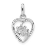 Sterling Silver Rhodium-plated Enameled Ladybug in Heart Pendant - Image 3