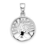 Sterling Silver Rhodium-plated Round Tree of Life Pendant - Image 3