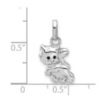 Sterling Silver Rhodium-plated Enameled Cat Charm Pendant - Image 4