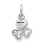 Sterling Silver Rhodium-plated CZ 3 Heart Charm Pendant