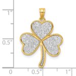 Sterling Silver Polished Gold-tone Glitter Paper Clover Pendant - Image 4