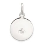 Sterling Silver Polished Enamel Luck with Clover Round Pendant - Image 3