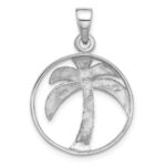 Sterling Silver Rhodium-Plated Textured and Polished Palm Tree Pendant - Image 3