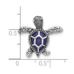 Sterling Silver Rh-plated Polished and Antiqued Lapis Turtle Chain Slide - Image 4