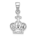 Sterling Silver Rhodium-Plated Polished Crown w/Cross Pendant - Image 3