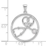 Sterling Silver Rhod-plated with CZ Stethoscope and Heartbeat Pendant - Image 4