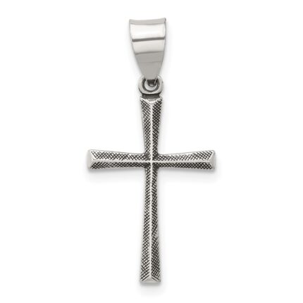Sterling Silver Antiqued Solid Textured Latin Cross Pendant