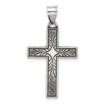 Sterling Silver Antiqued Solid Textured Cross Pendant