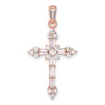Sterling Silver Rose-tone CZ Cross Pendant