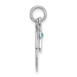 SS Rhodium-plated Circle Disk and Cross with Blue Crystal Pendant - Image 2