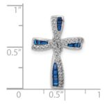 SS Flash Platinum-plated Synthetic Blue Spinel and CZ Cross Charm - Image 4