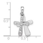 Sterling Silver Rhodium-plated CZ 2 Piece Cross Pendant - Image 5