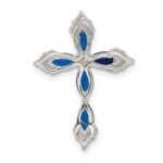 SS Flash Platinum-plated Synthetic Blue Spinel and CZ Cross Chain - Image 3
