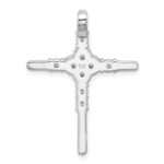 Sterling Silver Rhodium-plated Polished Flower CZ Cross Chain Slide - Image 3