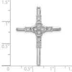 Sterling Silver Rhodium-plated Polished Flower CZ Cross Chain Slide - Image 4