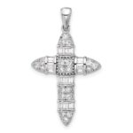 Sterling Silver Rhodium-plated CZ Cross Pendant