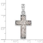 Sterling Silver Rhodium-plated Reversible Mother of Pearl Cross Pendant - Image 4