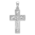 Sterling Silver Rhodium-Plated Polished Cross with Tree Pendant - Image 3