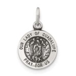 Sterling Silver Antiqued Solid Lady of Guadalupe Medal