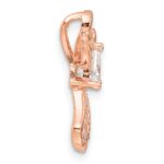 Sterling Silver Rose Gold-plated CZ Angel Chain Slide Pendant - Image 2