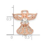 Sterling Silver Rose Gold-plated CZ Angel Chain Slide Pendant - Image 4