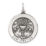 Sterling Silver Antiqued Solid Confirmation Pendant