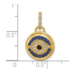 SS Gold-tone Black Rhodium CZ and Nano Crystal Evil Eye Pendant - Image 4