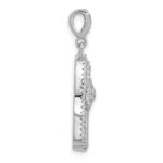 Sterling Silver Rhodium-plated CZ Evil Eye Hamsa Pendant - Image 2