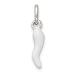 Sterling Silver White Enamel Italian Horn Pendant