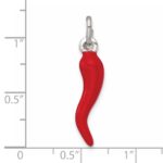 Sterling Silver Red Enamel Italian Horn Pendant - Image 4