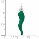 Sterling Silver Green Enamel Italian Horn Pendant - Image 4