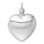 Sterling Silver Rhodium-plated Heart with Center Heart Design Ash Holder Pendant - Image 3