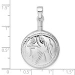 Sterling Silver Rhodium-plated Polished with Leaf Design Round Ash Holder Pendant - Image 5