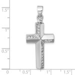 Sterling Silver Rhodium-plated Polished CZ Latin Cross Ash Holder Pendant - Image 4