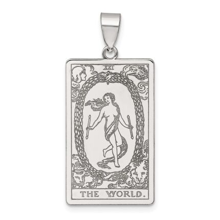 Sterling Silver The World Tarot Card Pendant