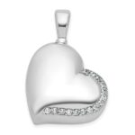 Sterling Silver Rhodium-plated Polished CZ Heart Ash Holder Pendant