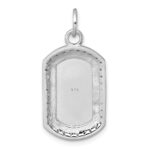 Sterling Silver Rhodium-plated Polished CZ Engraveable Dog Tag Pendant - Image 3