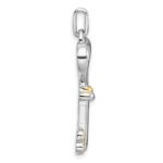 Sterling Silver Rhodium-plated with 14k Accent Polished CZ Heart Key Pendant - Image 2