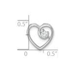 Sterling Silver Rhodium-plated Polished CZ Heart Chain Slide Pendant - Image 4