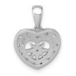 Sterling Silver Rhodium-plated Polished CZ Star in Heart Pendant - Image 3